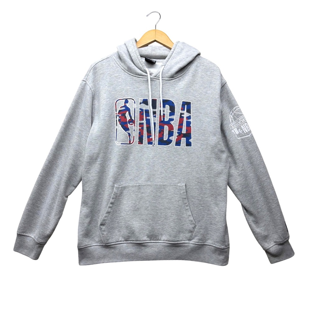 NBA Mens Light Gray Camo‎ Logo Pullover Hoodie Sweatshirt Large Established 1946